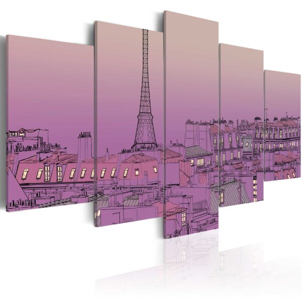 ARTGEIST Lavender sunrise over Paris - Solnedgang over Paris trykt på lærred - Flere størrelser 200x100