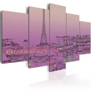 ARTGEIST Lavender sunrise over Paris - Solnedgang over Paris trykt på lærred - Flere størrelser 100x50