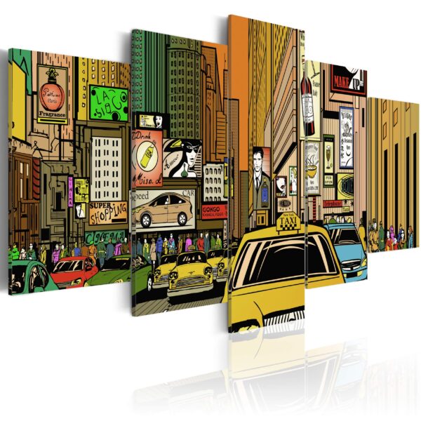 ARTGEIST New York City in cartoons - New York i tegnserie-stil trykt på lærred - Flere størrelser 200x100