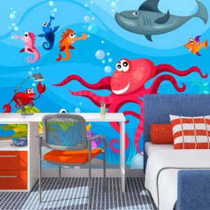 ARTGEIST Octopus and shark fototapet til børn - multifarvet print (231x300)