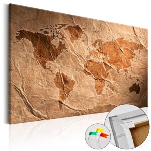 Artgeist Paper Map - Verdenskort Med Gammelt Papir Look Trykt På Kork - Flere Størrelser 120X80 -> Hurtig levering tilgængelig