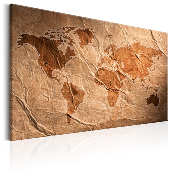 Artgeist Paper Map - Verdenskort Med Gammelt Papir Look Trykt På Lærred - Flere Størrelser 120X80 -> Produkter af høj kvalitet