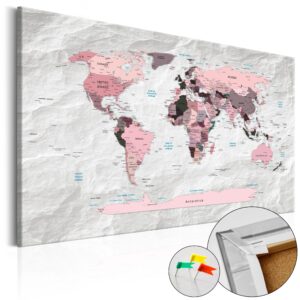 Artgeist Pink Continents - Pink Verdenskort Med Sten-Effekt Trykt På Kork - Flere Størrelser 60X40 -> Kæmpe udvalg af produkter