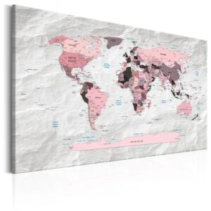 Artgeist Pink Continents - Pink Verdenskort Med Sten-Effekt Trykt På Lærred - Flere Størrelser 120X80 -> Stor værdi for pengene