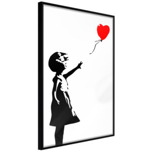 ARTGEIST Plakat med ramme - Banksy: Girl with Balloon I Sort med passepartout 20x30