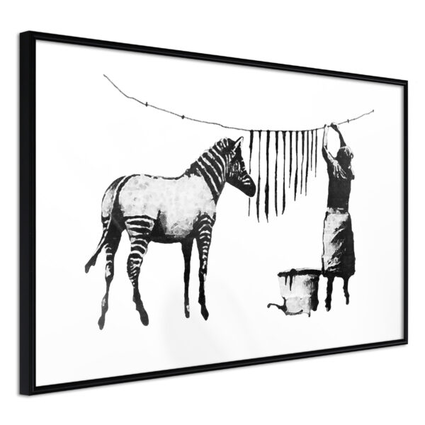 ARTGEIST Plakat med ramme - Banksy: Washing Zebra Stripes Guld med passepartout 30x20