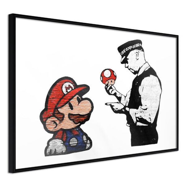 ARTGEIST Plakat med ramme - Banksy: Mario and Copper Sort med passepartout 30x20