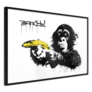 ARTGEIST Plakat med ramme - Banksy: Banana Gun II Sort med passepartout 30x20