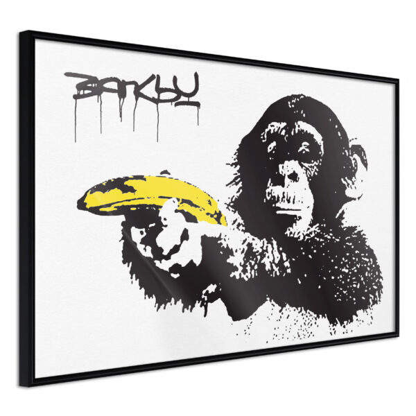 ARTGEIST Plakat med ramme - Banksy: Banana Gun I Sort med passepartout 30x20