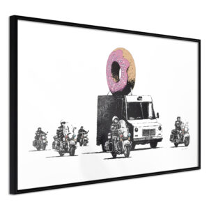 ARTGEIST Plakat med ramme - Banksy: Donuts (Strawberry) Sort med passepartout 30x20