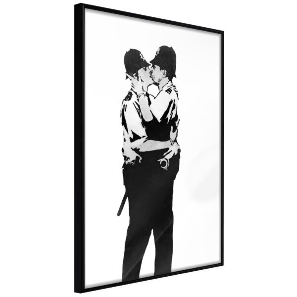 Artgeist Plakat Med Ramme - Banksy: Kissing Coppers I Sort Med Passepartout 30X45 -> Bestil online