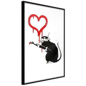 ARTGEIST Plakat med ramme - Banksy: Love Rat Sort med passepartout 20x30