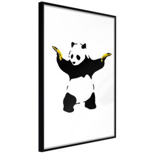 ARTGEIST Plakat med ramme - Banksy: Panda With Guns Guld med passepartout 20x30