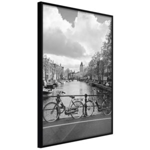 ARTGEIST Plakat med ramme - Bicycles Against Canal Guld med passepartout 40x60