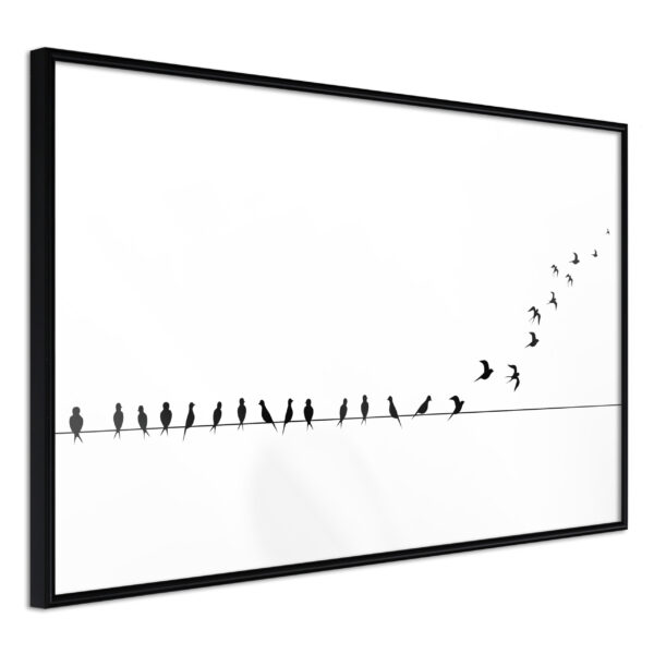 ARTGEIST Plakat med ramme - Birds on a Wire Sort med passepartout 30x20