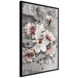 Artgeist Plakat Med Ramme - Flowers On Concrete Guld 20X30 -> Uovertrufne priser