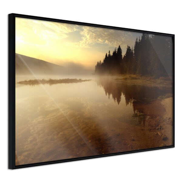 Artgeist Plakat Med Ramme - Fog Over The Water Guld Med Passepartout 45X30 -> Kæmpe udvalg af produkter