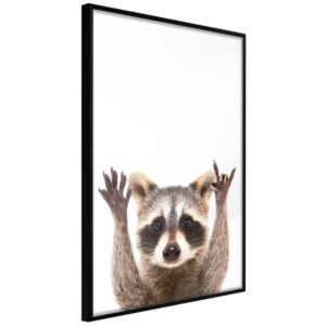 Artgeist Plakat Med Ramme - Funny Racoon Guld 20X30 -> Overkommelige priser