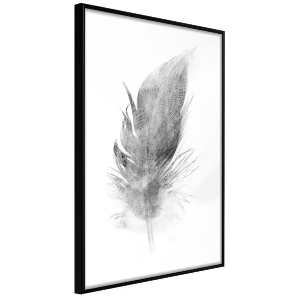 Artgeist Plakat Med Ramme - Lost Feather (Grey) Guld Med Passepartout 20X30 -> Produkter af høj kvalitet