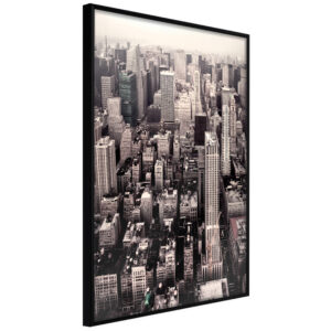 Artgeist Plakat Med Ramme - New York From A BirdS Eye View Guld Med Passepartout 30X45 -> Eksklusive tilbud