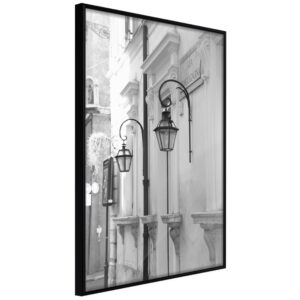 ARTGEIST Plakat med ramme - Old Town's Charm Sort med passepartout 20x30