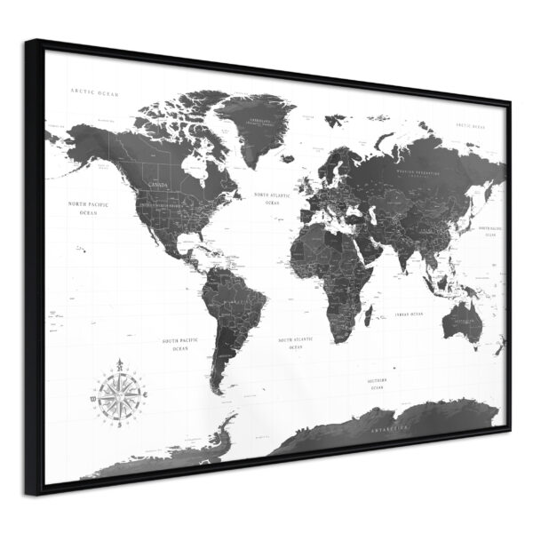 ARTGEIST Plakat med ramme - The World in Black and White Guld med passepartout 30x20