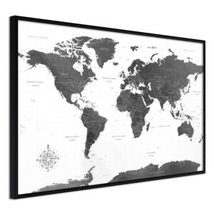 ARTGEIST Plakat med ramme - The World in Black and White Sort 45x30