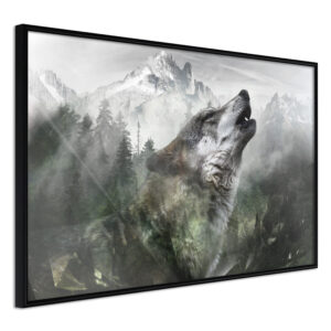 ARTGEIST Plakat med ramme - Wolf's Territory Sort med passepartout 30x20