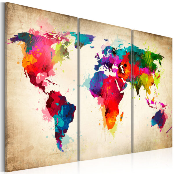 Artgeist Rainbow Continents Billede - Multifarvet Print