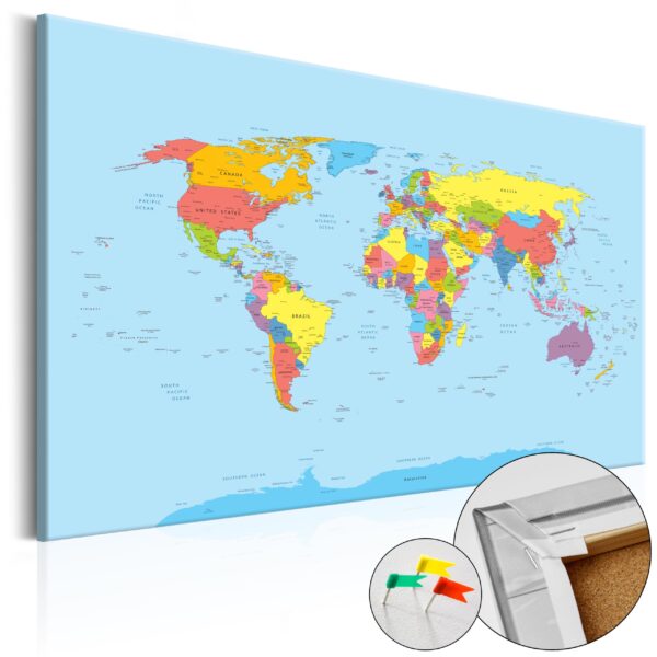 Artgeist Rainbow Geography - Traditionelt Verdenskort Trykt På Kork - Flere Størrelser 60X40 -> Eksklusive tilbud