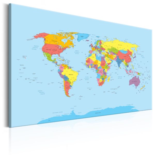 Artgeist Rainbow Geography - Traditionelt Verdenskort Trykt På Lærred - Flere Størrelser 60X40 -> Stor opgørelse