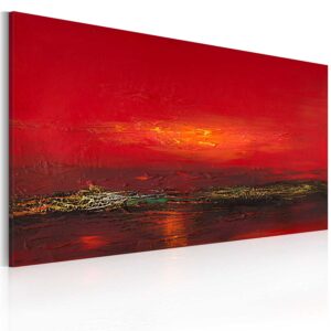 Artgeist Rød Solnedgang Over Havet Billede - Multifarvet LærredAkrylfarver (60X120) -> Stort udvalg til rådighed