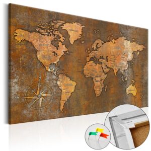 Artgeist Rusty World - Verdenskort I Rustet Stål Trykt På Kork - Flere Størrelser 120X80 -> Hurtig levering tilgængelig