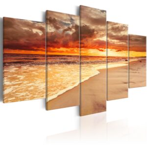 ARTGEIST Sea: Beautiful Sunset - Solnedgang på stranden trykt på lærred - Flere størrelser 200x100