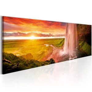 ARTGEIST Seljalandsfoss Waterfall - Vandfald i solnedgang trykt på lærred - Flere størrelser 135x45