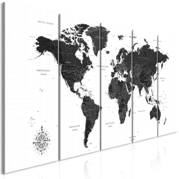 ARTGEIST stort verdenskort i sort og hvid - Black and White Map