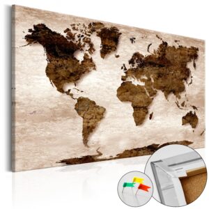 Artgeist The Brown Earth - Brunt Verdenskort Med Rustikt Design Trykt På Kork - Flere Størrelser 120X80 -> Spar tid og penge