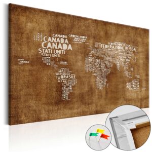 Artgeist The Lost Map - Verdenskort Med Italienske Landenavne Trykt På Kork - Flere Størrelser 120X80 -> Pris til overkommelig pris