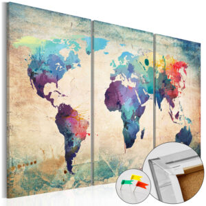 Artgeist verdenskort på lærred - Rainbow Map