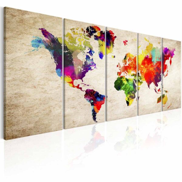 Artgeist Verdenskort Painted World Billede - Multifarvet Print