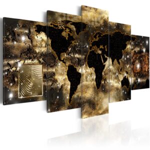 ARTGEIST verdenskort trykt på lærred - Continents of bronze