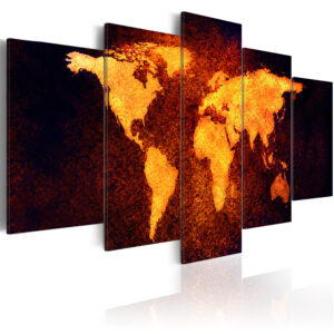 ARTGEIST - Verdenskort udarbejdet med lava-effekt trykt på lærred