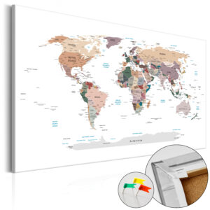 ARTGEIST Where Today? - Elegant verdenskort i neutrale farver trykt på kork - Flere størrelser 60x40