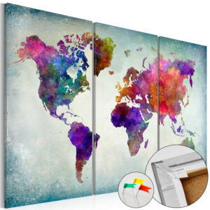 Artgeist World In Colors - Farverigt Verdenskort Trykt På Kork