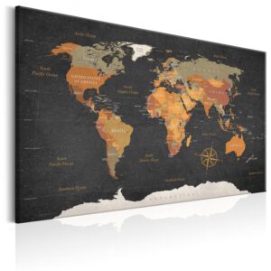 Artgeist World Map: Secrets Of The Earth - Klassisk Verdenskort Trykt På Lærred - Flere Størrelser 60X40 -> God service