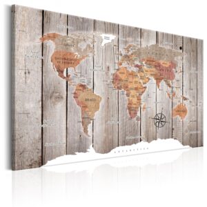 Artgeist World Map: Wooden Stories - Farverigt Verdenskort På Træ Trykt På Lærred - Flere Størrelser 120X80 -> Bredt udvalg af tjenester