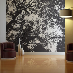 Artgesit - Fototapet I Skov-Design Med Sorte Silhuetter Af Træer - Flere Størrelser 200X154 -> Fair priser