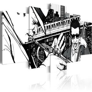 ATRGEIST - Billede af jazzmusikere i New York i sort/hvid trykt på lærred - Flere størrelser 200x100
