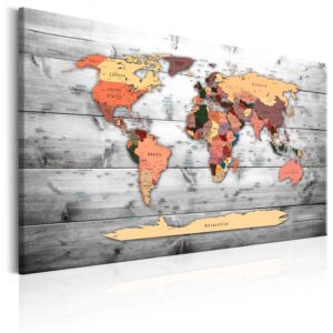 Atrgeist World Map: New Directions - Klassisk Verdenskort Trykt På Lærred - Flere Størrelser 120X80 -> Køb online nu