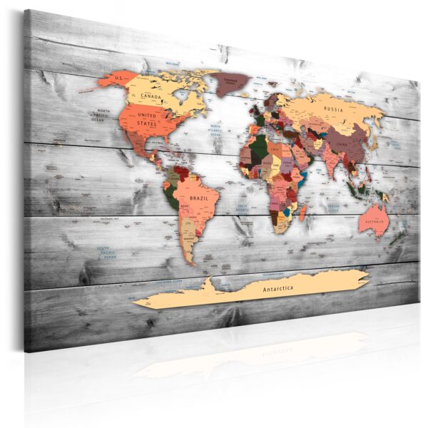 Atrgeist World Map: New Directions - Klassisk Verdenskort Trykt På Lærred - Flere Størrelser 120X80 -> Køb online nu